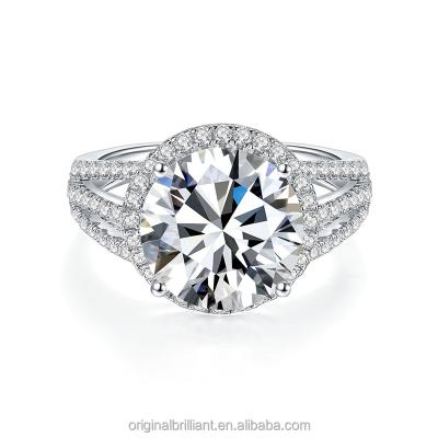 China TRENDY 5ct Moissanite with Halo Ring High Quality 18K Gold Plated 925 Sterling Silver Ring for sale