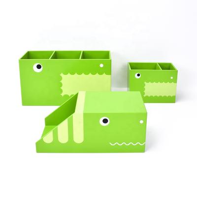 China Creative Children Plastic Factory School Crocodile OEM Design Logo Brush Storage Pen Holder Wholesale Custom for sale