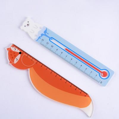 China OEM Cartoon Polar Bear Plastic Custom Acrylic Fox Ruler Plastic Straight Ruler School Ruler for sale