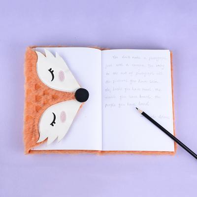 China Hardcover Fox Cartoon A5 Notebooks Customizable Back to School Supplies Plush Notebook for sale