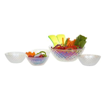 China Sustainable Crystal Glass Decorative Salad Bowl Set With Plating for sale