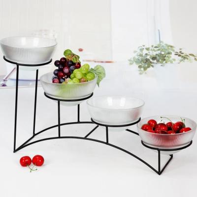 China Sustainable Frosted Glass Fruit Bowl With Stand for sale