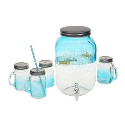 China 5pcs viable 2 gallon square glass drink dispenser and mason jar with spogit for sale