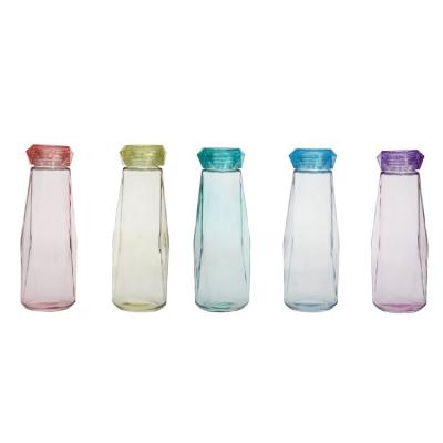 China Viable Diamond Reusable Glass Drinking Water Bottle With Color for sale