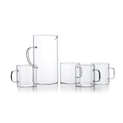 China Glassware Borosilicate Glass Heatable Drinking Jug Set For Water Juice Pitcher for sale