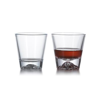 China Minimalist 9oz Rock Tumbler Whiskey Glasses Glass Bottom Thick Bottom Whiskey for sale