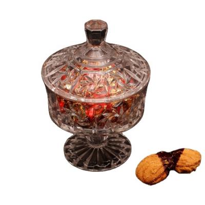 China Large Freshness Retention Glass Candy Jar With Stand And Lid for sale