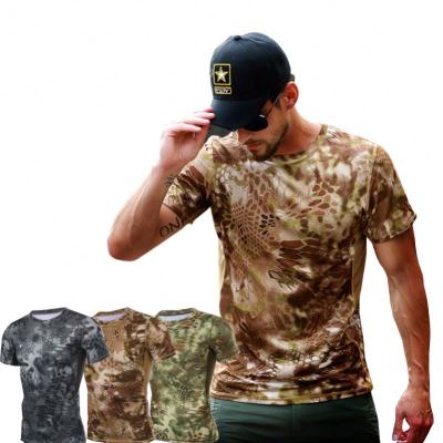 China Hot Sale T Shirt Breathable 100% Polyester Cotton Round Neck Camouflage Tactical Shorts Sleeves for sale