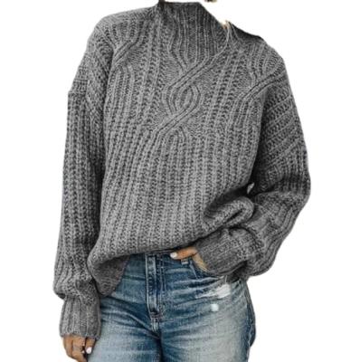 China New Style Lady Sweater Ladies Sweater Tops Loose Hemp Collar Loose Hemp Ladies Plaid Jacket Knitting Sweater Autumn And Winter Ladies Plaid Jacket for sale