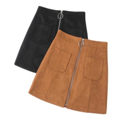 China New anti-static women's skirts high-waisted envelope one-line hip bust skirt autumn and winter buckskin velvet mini for sale