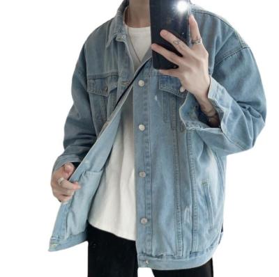 China Men's New Web Celebrity All-match Coat Denim Jacket Loose Casual Brutal Handsome Turn-Down Collar QUICK-DRY Spring And Autumn Ins for sale