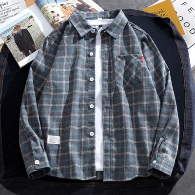 China Anti-wrinkle new autumn men's shirt trend soft plaid long-sleeved shirt for sale