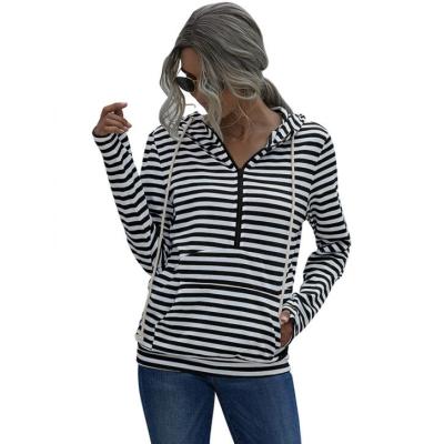 China Anti-wrinkle autumn fall women's solid color stripe camouflage rope hoodie hooded sweatershirt for sale