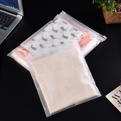 China Recyclable Clothing Bag Transparent Frosted Packaging Underwear Pant Storage Bag PE Zipper Bag Custom Logo for sale