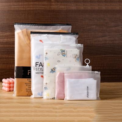 China Transparent Frosted Packaging Clothes Bag Underwear Pants Storage Bag PE Zipper Bag Logo Custom Recyclable for sale