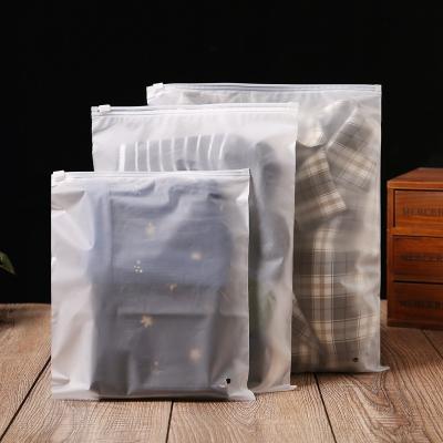 China Recyclable PE Frosted Zipper Bag Clothes Plastic Bag Socks Pants Packaging Bag Logo Custom for sale