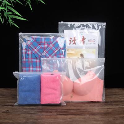 China Recyclable Transparent Frosted Zipper Bag Plastic PE Clothes Packaging Bag Underwear T-Shirt Custom Logo for sale