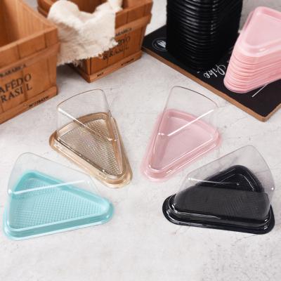 China Recycled Materials CHOOSE Triangle Cake Box 8 Inch Melaleuca Cake Cutter Blister Box With Bottom Plastic Packaging Gold Custom Box for sale