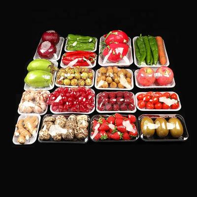 China Recycled Disposable Plastic Pet Tray Supermarket Packaging Box Transparent Materials Tray Fruit Fresh Tray Vegetable Meat for sale