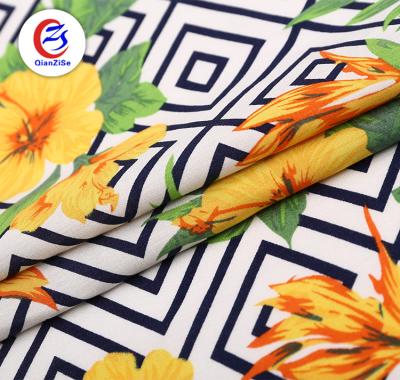 China Wholesale Custom Water Resistant Geometry 30*30 Floral Print Spun Tropical Rayon Fabric For Blouse for sale