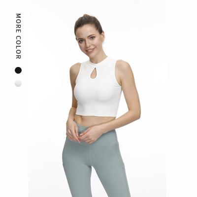 China Antibacterial Custom Shaped Running Water Drop Neck Yoga Vest Shock Proof Quick Dry Fitness Yoga Clothes for sale