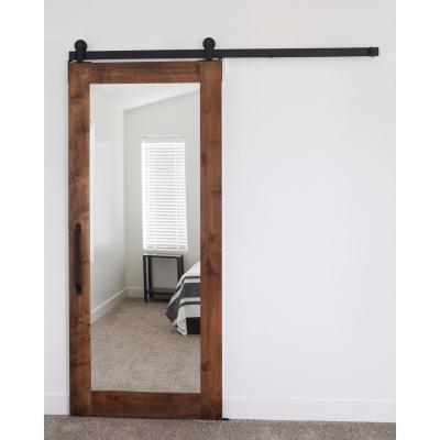 China Modern Rustic Style Mirror Sliding Door Wood Panel With Barn Door Hardware for sale