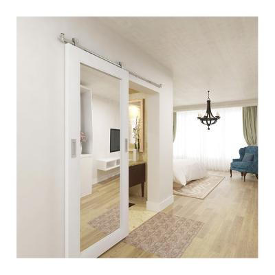 China Sliding Hotel Bathroom Mirrored Barn Door With Sliding Door Hardware for sale