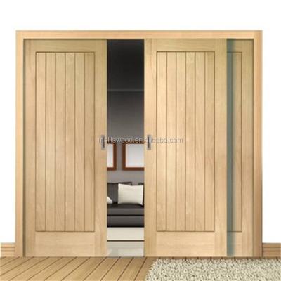 China Modern Interior Solid Wood Door V-Groove Interior Plank Style Barn Door Slab For Sale for sale