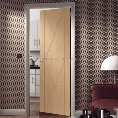 China Modern Interior X Style Double Wave Plank Flush Door Wood Slab With Veneer Wood Door Skin for sale