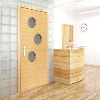 China Modern Fashion Hotel Room /ktv Hole Interior Door Slab With Three Circular Glass Panel for sale