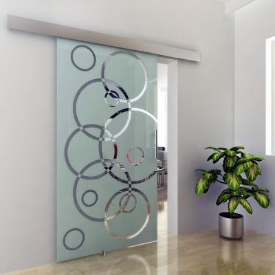 China Stainless Steel Modern Aluminum Top Track Soft Narrow Interior Glass Sliding Door for sale