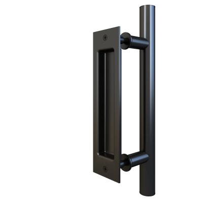 China Modern black powder coated ladder pull and barn door handle / carbon steel flush sliding door pull handle for sale