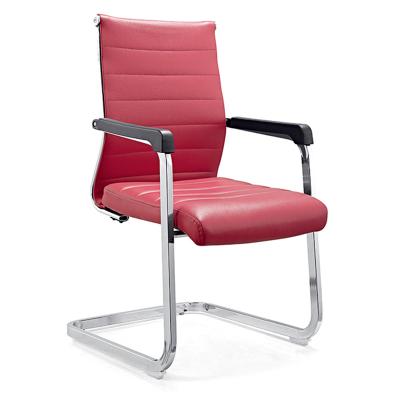 China Executive Chair PU Leather Office Chair Without Wheels Leg Fixed Pink Leather Office Chair for sale