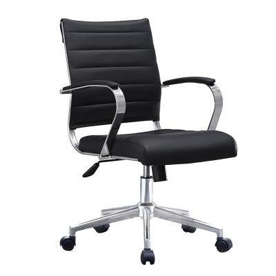 China Low Back Executive Ergonomic Swivel Modern Black Leather Office Chair (Height) Adjustable for sale