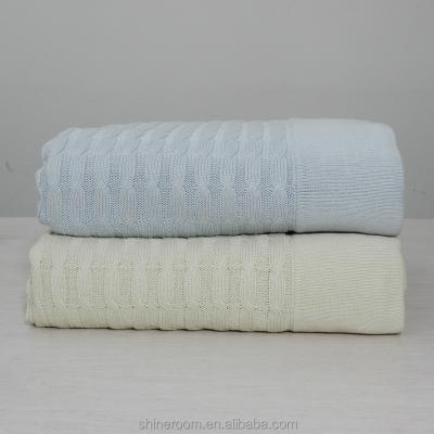 China Luxury Heavy Cable Anti-pilling Knit Cotton Blanket for sale