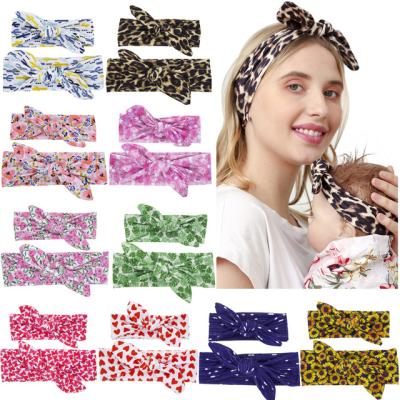 China 2020 European and American Style Hair Accessories for Babies Women Rabbit Ear Elastic Knot Hangers Mommy and Me Baby Hairband Soft Elastics Headband for sale