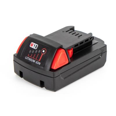 China Machine- hot sell18V 2A rechargeable cordless drill battery18650 batteries packs 18v power tool replacement for milwaukee MIL1820 battery for sale