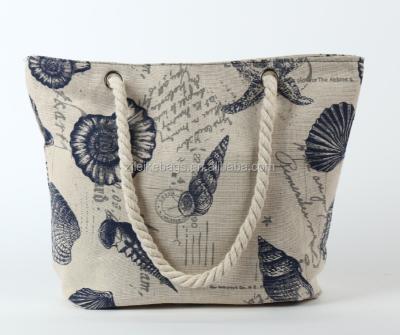 China TOTE BAG Seaside Beach Handbags With Shell And Conch Printing for sale