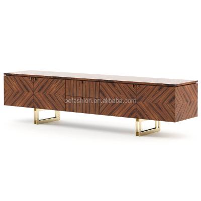 China Environmental Friendly OE-FASHION Custom Design Metal Wire TV Stand Wood Living Room Furniture TV Showcase for sale