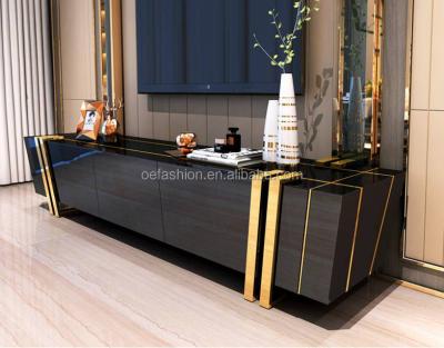 China Factory Supply Environmental Friendly OE-FASHION Black Modern TV Stand For Living Room TV Console Storage Cabinet for sale