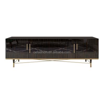 China OE-FASHION Modern Design Environmentally Friendly Wholesale Stainless Steel TV Cabinet Living Room TV Stand Gold Furniture for sale