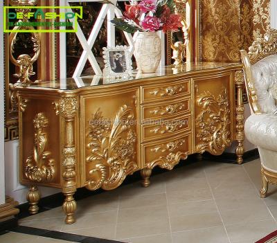 China OE-FASHION console table set luxury hallway console table gold color antique environment friendly glass top for sale