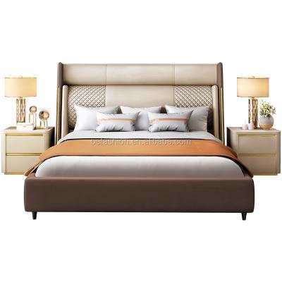 China OE-FASHION Stainless Steel Frame Custom Made Lightweight Luxury Furniture Bed Room Eco-friendly Modern Double Marriage Bed for sale