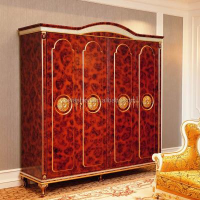 China OE-FASHION French Design Eco-friendly Wooden Bedroom Wardrobe Closets 4 Door Red Antique Wardrobe for sale