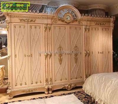 China Eco-Friendly Custom Bedroom Sliding Wardrobe Cabinet 6 Door Wardrobe With Clocks And Watches for sale