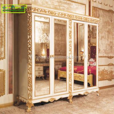 China OE-FASHION Eco-friendly Luxury Wardrobe Wooden Carving Wardrobe With Mirror In Bedroom Furniture for sale