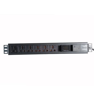 China For rack cabinet standard 19 inch 1u rack mount universal socket 250v 10a with A/V meter surge protector PDU for sale