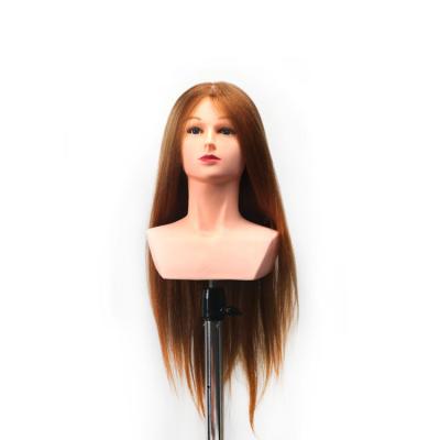 China Cosmetology Mannequin Heads Salon Long Hair Style Dummy Hairdresser Doll Training Hair With Shoulder 100% Human Hair Mannequin Head for sale