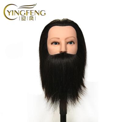 China Straight hair Salon Equipments 100% Human Hair Men Mannequin Barber Training Hairdressing Doll Head for sale