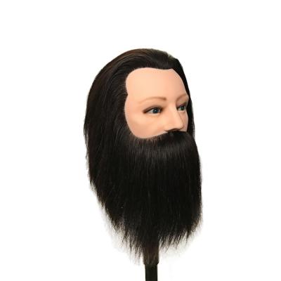 China Straight hair Salon Equipments 100% Human Hair Men Mannequin Barber Training Hairdressing Doll Head for sale